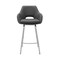 Armen Living Aura Gray Faux Leather and Brushed Stainless Steel Swivel 26" Counter Stool LCAUBABSGR26 - alternate 9